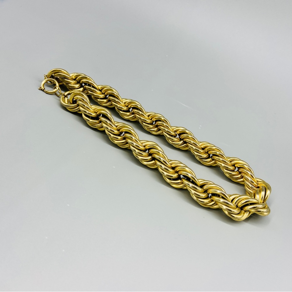 Vintage Bold & Gold Toned Big Rope Necklace HipHop Statement - Picture 9 of 16